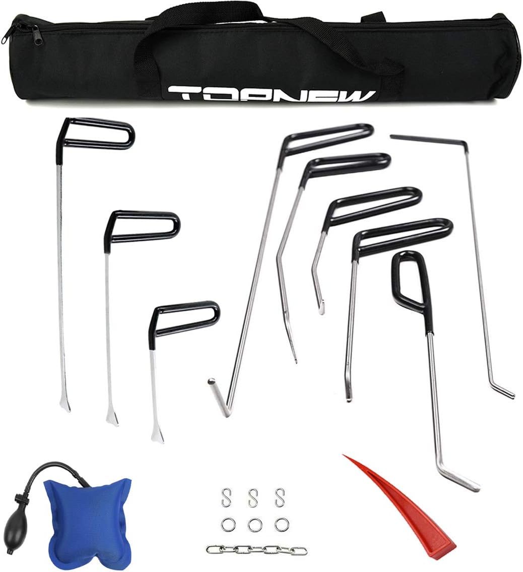 JMgist PDR Paintless Dent Removal Tools Kits PDR Fish Tail Style Rods with Air Wedge for Door Dings Hail Repair and Dent Removal Repair