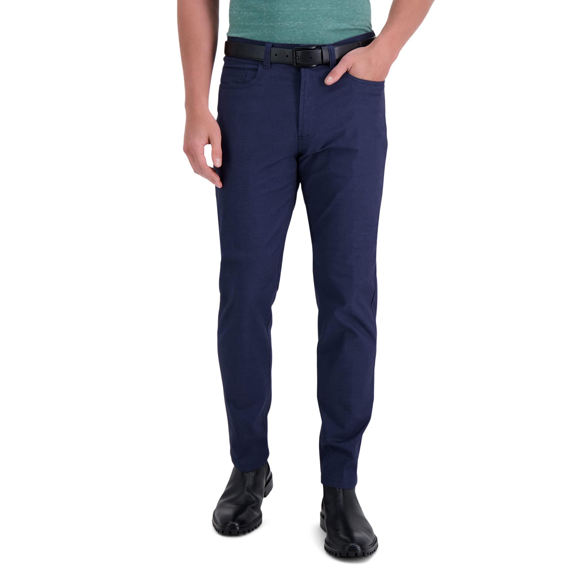 Kenneth Cole REACTION mens Techni-cole 5-pocket Stretch Dual Color Modern Fit Flex Waistband Flat Front Casual Pants, Indigo, 38W x 30L US