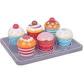 Bigjigs Toys Wooden Cupcakes Muffin Tray - Pretend Play Food