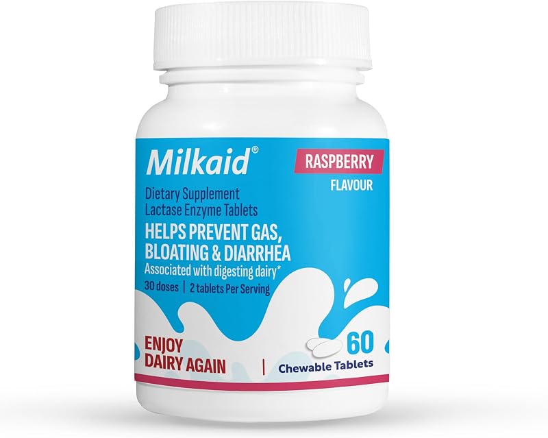 Milkaid Lactase Enzyme Chewable Tablets 3000 ALU 60 pc Gluten Free Vegan