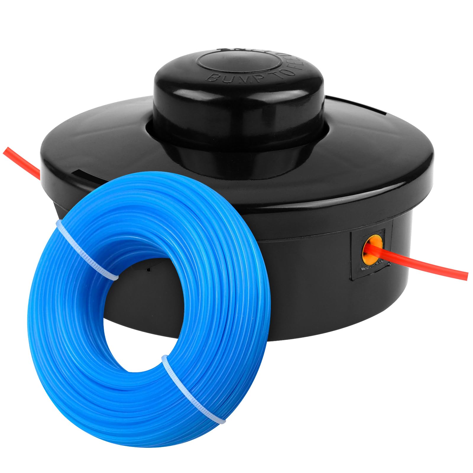 PLULON Universal Strimmer Head M10 x 1.25 LHF Petrol Trimmer Spool Head Replacement with 1.6mm X 30m Round Grass Strimmer Line Wire