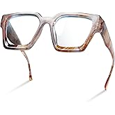 livho Oversized Eyewear Frame for Woman and Men - Rectangle Fashion Glasses for Computer, Chic Preppy Frame