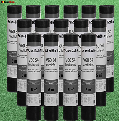 Isolbau Schweißbahn V60 S4 beschiefert - Bitumenbahn mit Glasvlies-Einlage zur Dachabdichtung - Grün, 15 x 5 m² Rolle – Bild 4