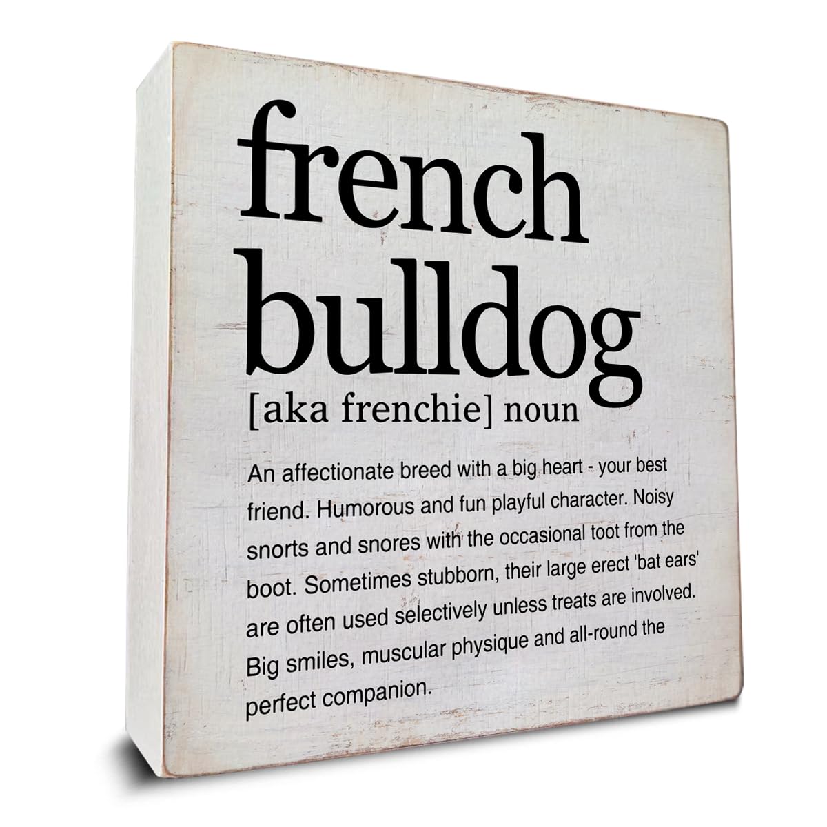 Photo 1 of French Bulldog Gifts for Women Men French Bulldog Definition Art Wooden Box Sign Desk Decorative Wooden Sign Home Decor for Desk Table Shelf 5 x 5 Inches