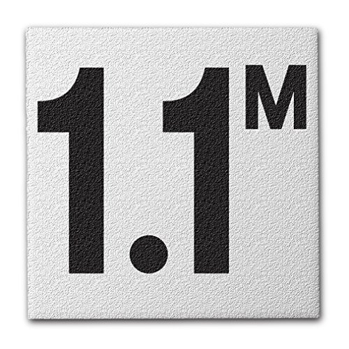 Ceramic Swimming Pool Deck Depth Marker " 1.1 M " Abrasive Non-Slip Finish, 4 inch Font