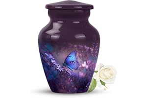 YASUBJAG Purple Butterfly Urns for Human Ashes Male & Female - Small Keepsake Urn for Human Ashes Adult Mom, Cremation Decorative Urns Dad 3 Inch 1 Pcs