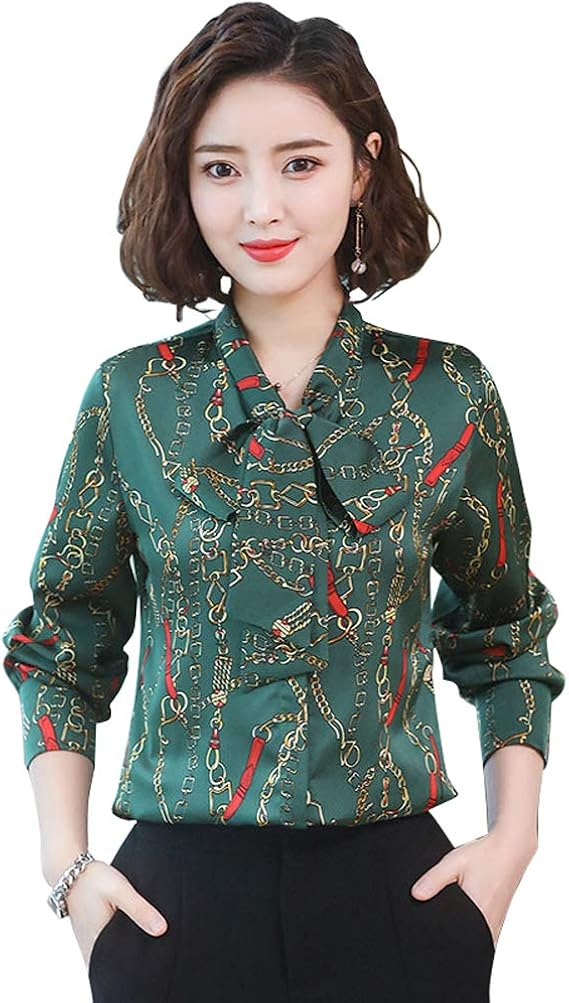 Amazon Rikouzy 5色展開 リボンタイ オフィス シャツ シフォン ブラウス 長袖 きれいめ レディース フォーマル スーツのインナー おしゃれ 着痩せ 通気 春 夏 秋 シャツ ブラウス 通販