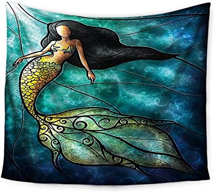 ECONIE Mermaid Tapestry Mandala Wall Hanging Tapestry Wall Art Decor Beach Throw Table Runner/Cloth 51" x 60"Inches (05）