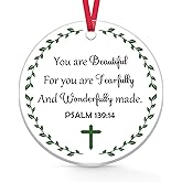 Christian Gifts for Women Men Christmas Hanging Ornament Inspirational Baptism Gifts Christian Ornaments for Friend Religious Bible Verse Acrylic Ornament Friendship Gift for Friends Sister Her