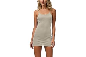 Women's Full Slip Under Dress Spaghetti Strap Camisole Mini Dress Knee Length Slips Nightwear Summer Wear Clothes