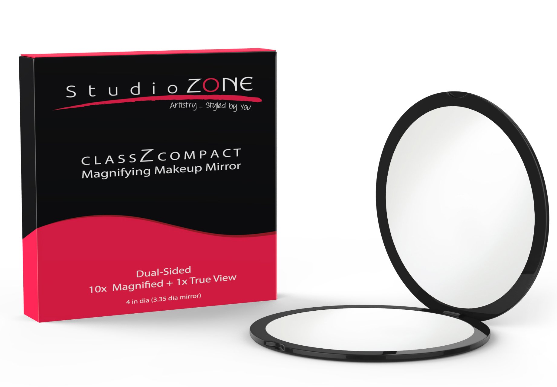 10x Magnifying Compact Mirror with Tweezer by Floxite Beauty