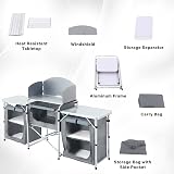 Warmiehomy Folding Camping Kitchen Unit Grey 175x40x110cm 3 Worktops view 9