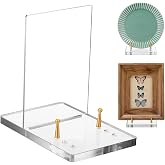 RattanView Acrylic Easel Book Stand 4 x 6 x 6 Inch for Display Adjustable | Clear Plate Stand, Gold-toned Hardware, Easel Pla