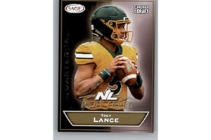 2021 SAGE Hit Premier Draft Gold #48 Trey Lance North Dakota State Bison Next Level Pre Rookie Football Trading Card in Raw (NM or Better) Condition