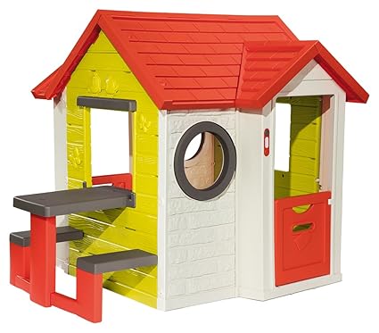 Smoby 810401 Mein Haus mit Picknicktisch, Spielhaus, für Kinder ab 2 Jahren, Mehrfarbig