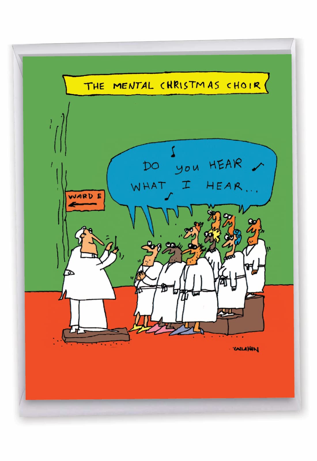 NobleWorks - Big Cartoon Christmas Card from Group (8.5 x 11 Inch) - Funny Holiday Cartoons, Jumbo Humor Card from All of Us - Mental Choir J6141XSG-US โ image 1