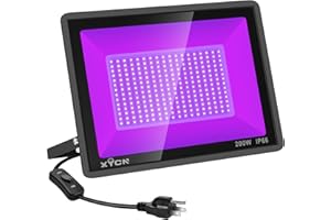 XYCN 200W LED Black Lights, Flood Light with Plug, IP66 Waterproof for Dance Party, Glow in The Dark, Stage Lighting, Body Paint, Fluorescent Poster, Neon Glow