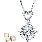 ONLYLIKE Heart Pendant Necklace Gifts for Wife, 1-6 Carat Moissanite Women's Pendant Necklace, Wedding Anniversary Eternity Jewelry Present for Wife, Birthday Gifts for Her