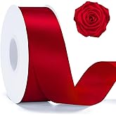 KINGLAKE Red Satin Ribbon - 1 1/2'' x 100 Yards Polyester Red Ribbon for Gift Wrapping Wedding Birthday Party Christmas Valentine's Day Decoration DIY Crafts Floral Bouquets and Wreath Bows