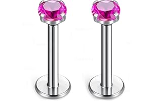 BelezaDosas G23 Titanium Labret Studs Threadless 16G Lip Rook Lobe Tragus Helix Cartilage Push Back Earring Piercing Jewelry