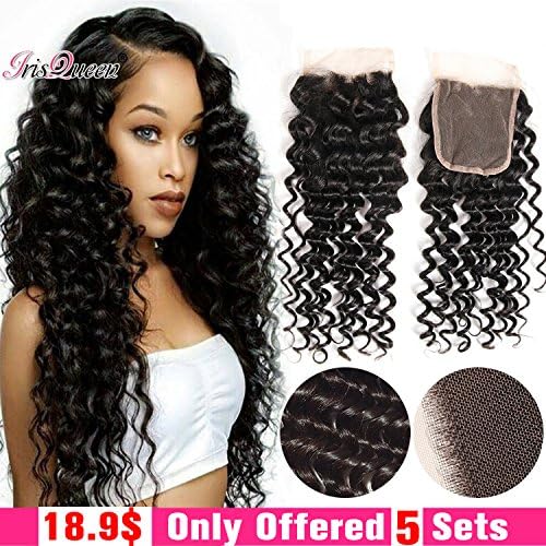 Brazilian Deep Curly Lace Closure 10 inch 4x4 Free Part Closure Human Hair Unprocessed Virgin Brazilian Hair Bleached Knots Natural Black Hair