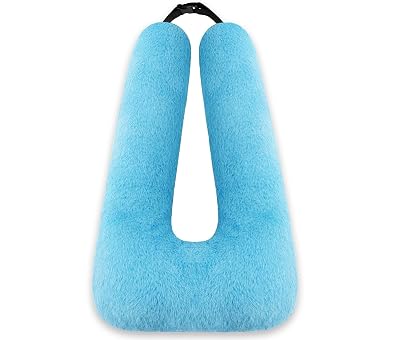 Swemos Travel Pillow, Car Pillow for Kids & Adults - Ergonomic Travel Pillows Sleeping Aid for Neck & Body Support, Car Travel Essentials Pillow on Road Trips-Gray (Blue)