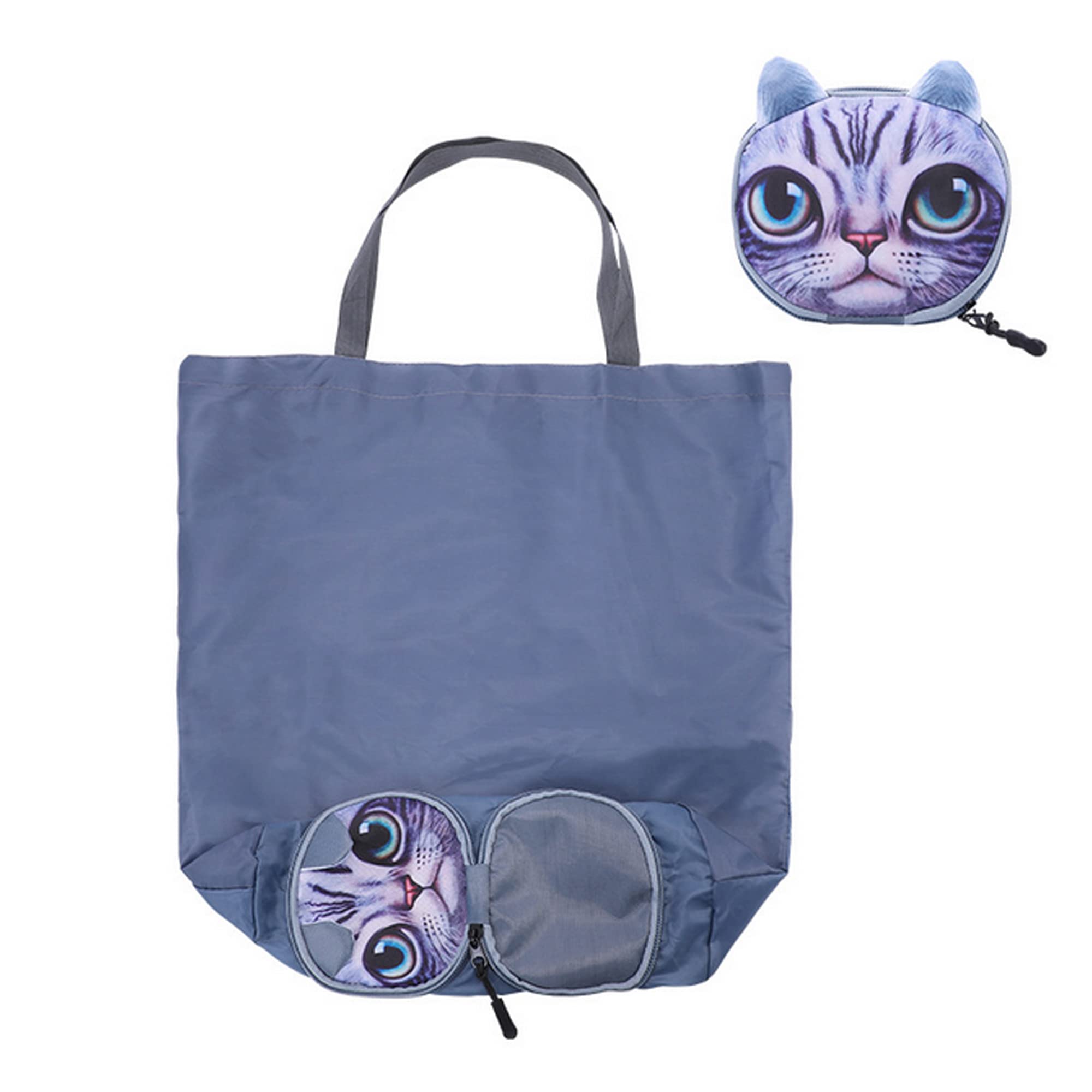 Millya UK Creative Waterproof Foldable Large Shopping Bag Travel Recycle Bag with Side Pocket (6931+Blue)