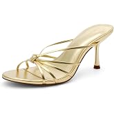 DREAM PAIRS Women's Kitten Strappy Heel Sandals | Slip On Heeled Sandals for Women, Open Toe Summer Sandals for Weddings, Parties, Work and Dressy Occasions