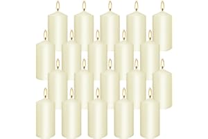 Set of 20 | 2-Inch Wide x 4-Inch Tall Ivory Pillar Candles - Perfect for Home, Weddings, and Special Events - Timeless Ivory 