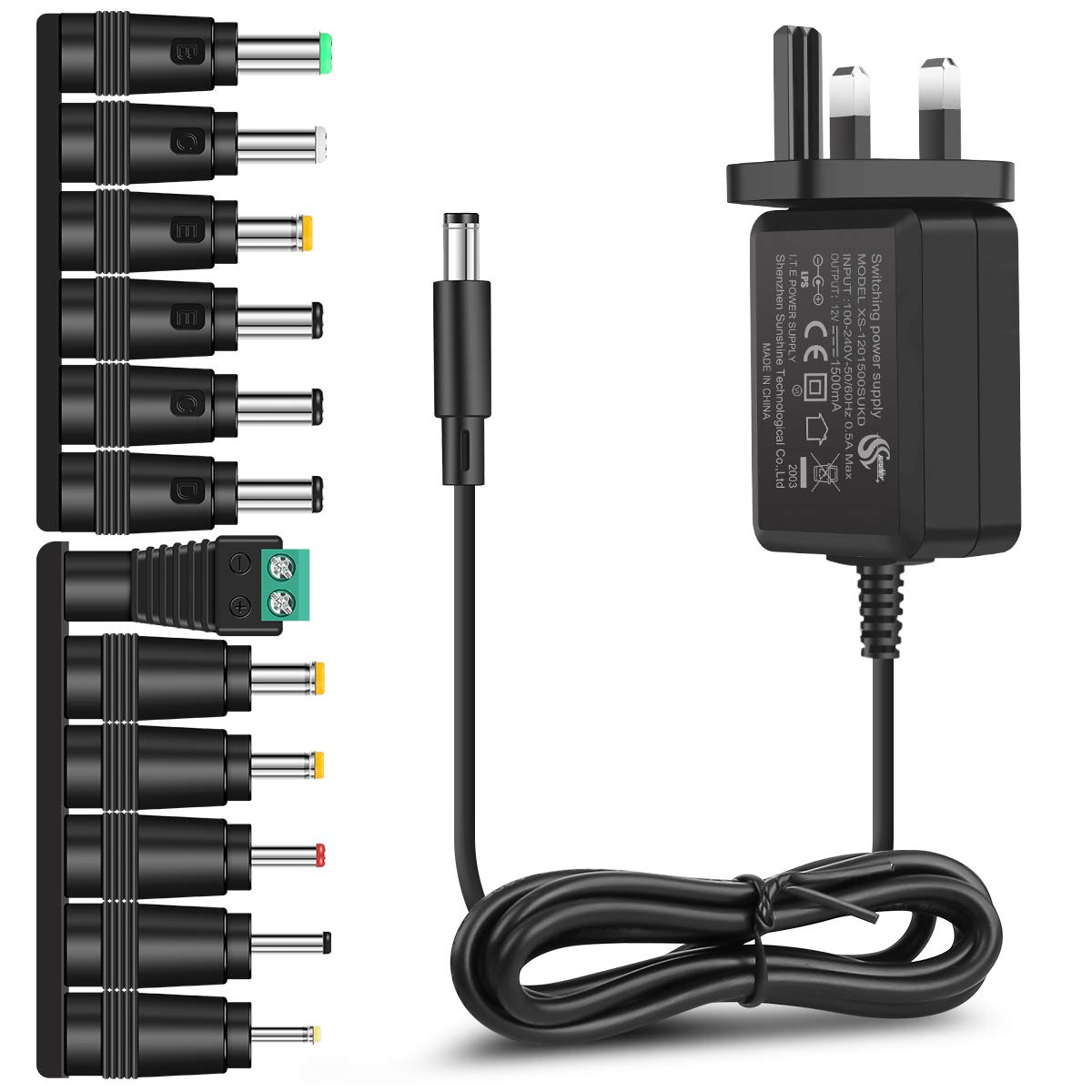 Pryeu Ac Dc Adapter 12v 1 5a 18w Power Supply 12 Volt Wall Mains Adaptor Transformer Charger With 12pcs Replacement Plug Connectors Buy Online In Bahamas At Bahamas Desertcart Com Productid 7043