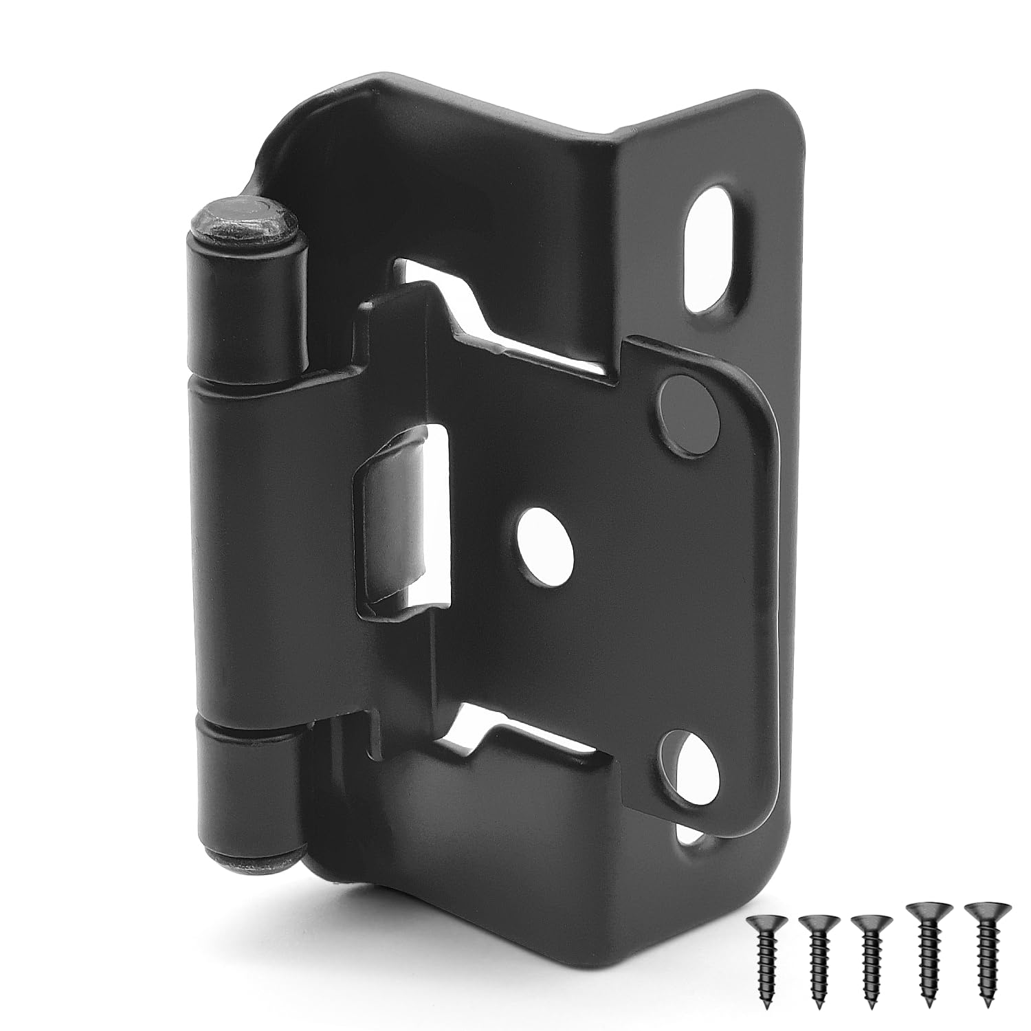 Photo 1 of 24 Pack 12 Pairs Black Partial Wrap Around Cabinet Hinges - 1/2 inch Overlay Kitchen Cabinet Door Hinges for Face Frame Cabinet, Self Closing Black Face Mount Cabinet Hardware