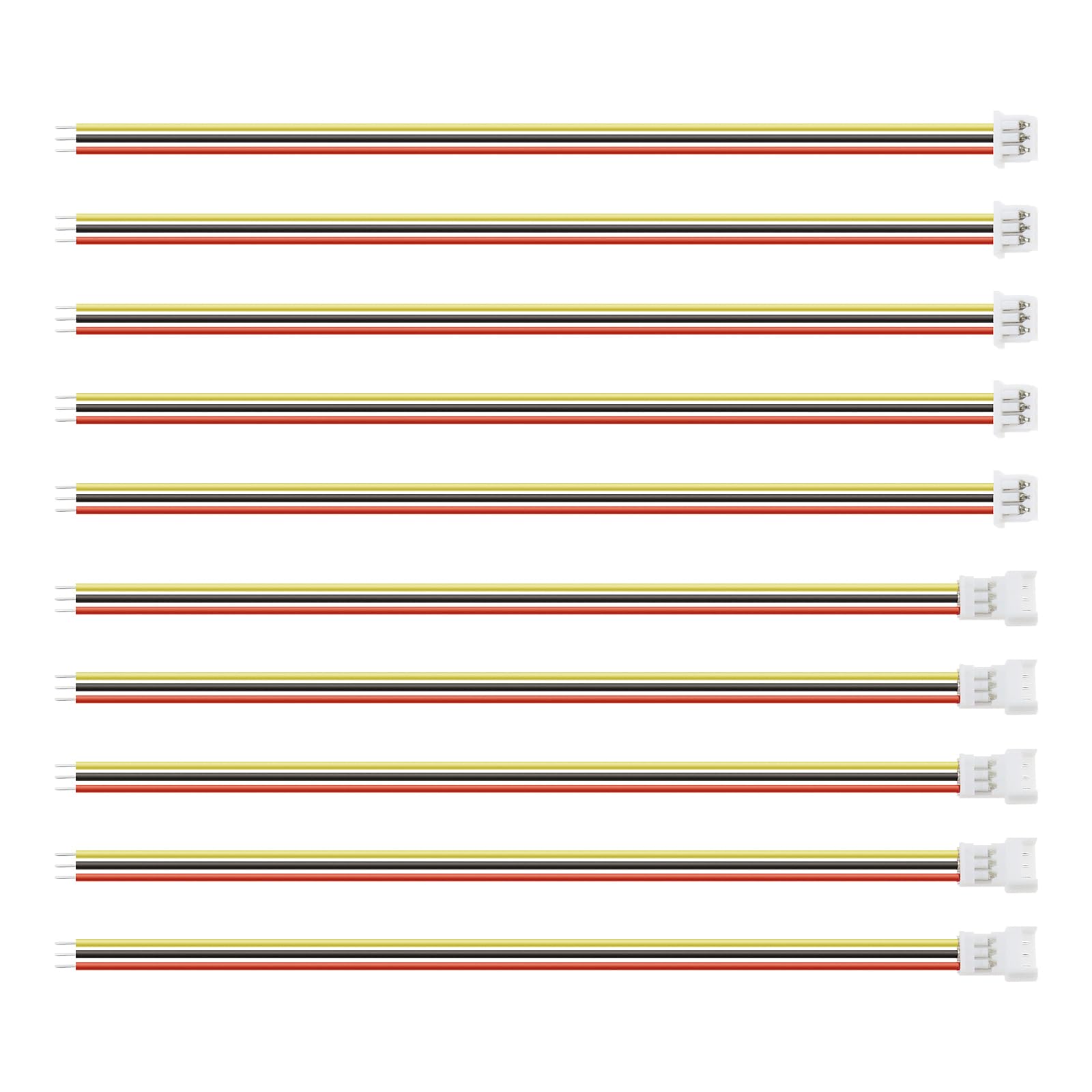 VGOL 20 Pairs JST Connector Cable 3 Pin Micro JST 1.25mm Pitch Male Female Plug Adapter Lead Extension Cable with 10cm Wire for Mini RC Helicopter LED Strips
