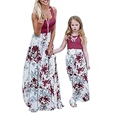 Askwind Mommy and Me Dresses Casual Floral Family Outfits Summer Matching Maxi Dress