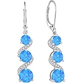 Aprila Created Opal Earrings 925 Sterling Silver Leverback Drop Dangle Earrings 5A Cubic Zirconia Jewelry for Women