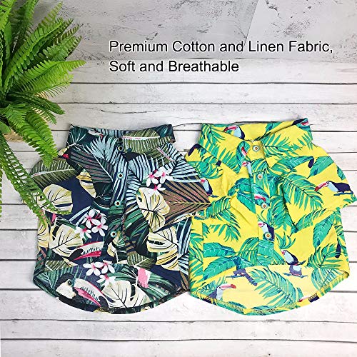 SUPOW Pet Hawaiian Breeze Camp Shirt, Dog Polo Sunscreen T Shirts, Sun Protection Lightweight Cute for Small to Medium Puppy Cool Summer Custom Vest (Blue, L)