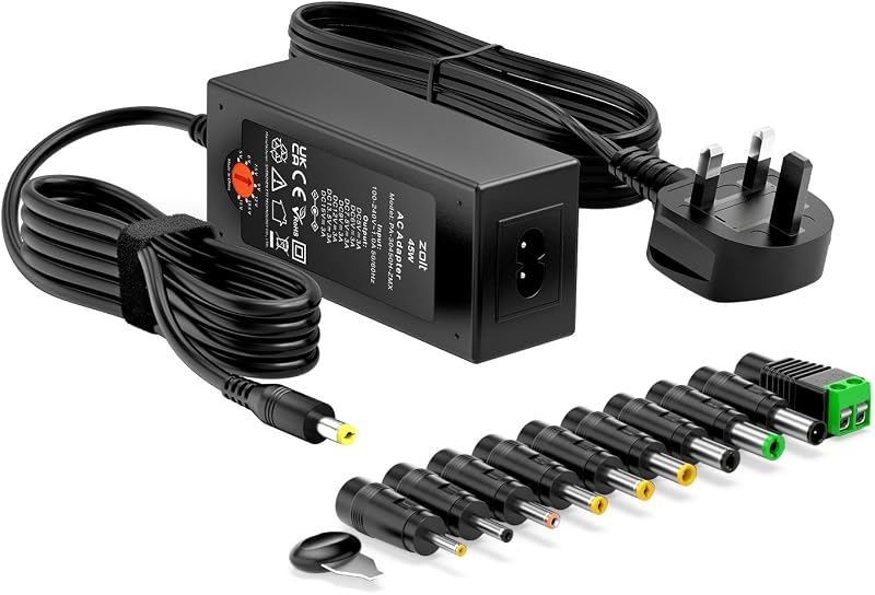 Zolt 45W Universal Power Adapter 5V-15V, 3A Max, 10 Connectors