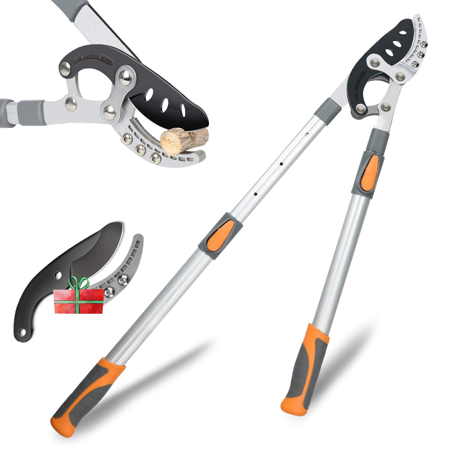 AIRAJ Telescopic Loppers 70-103CM,with Replacement Blades,Cuts Branches,Thicker Than 50MM are,Six Way Adjustable Handle,SK-5 Steel Blade and Teflon Coated,Professional Tree Lopper