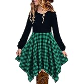 KYMIDY Girls High Low Midi Dress Long Sleeve Boho Swing Casual Dresses with Pockets for Kids 6-12 Years