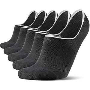 mqamex Men's no show socks,5 pack low cut short cotton sock with arch support,Loafer Sneakers socks with Non Slip Grips (US,