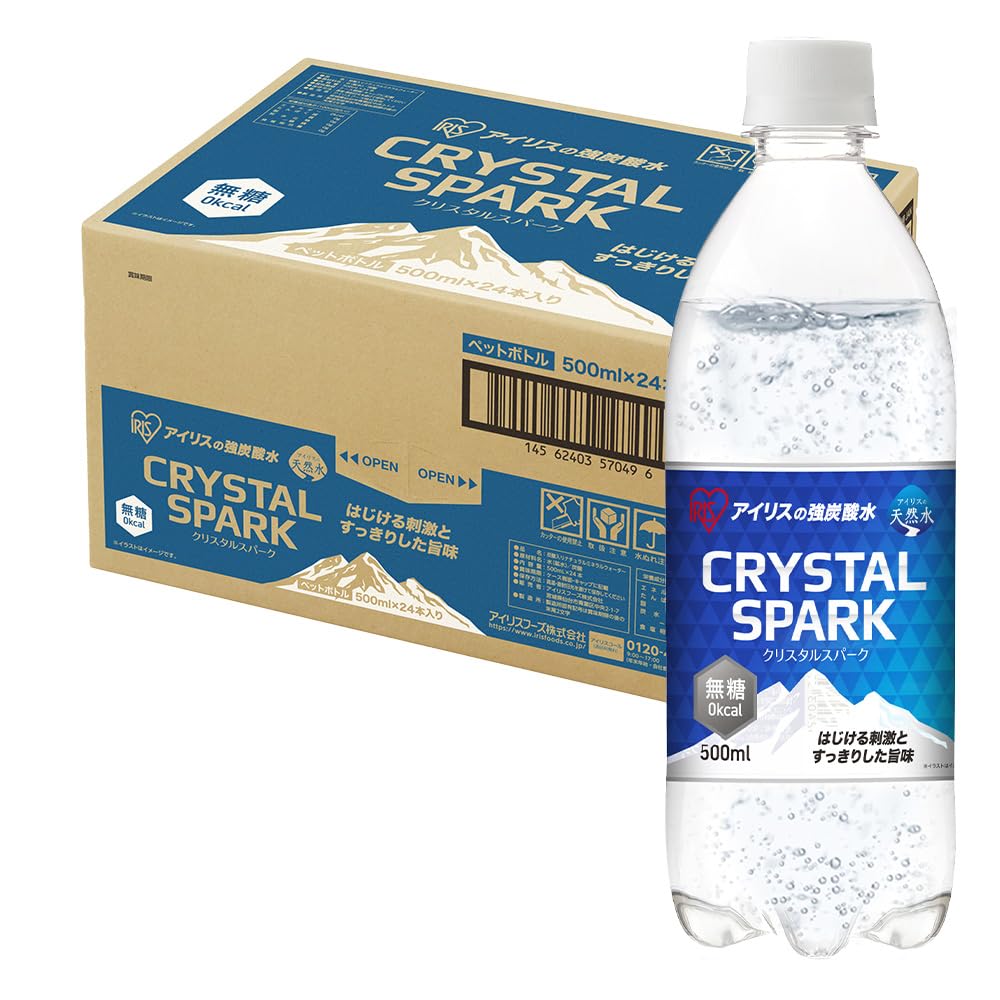 CRYSTAL SPARK(クリスタルスパーク) 炭酸水 500ml ×24本 強炭酸水 アイリスオーヤマ ペットボトル ケース 500ミリリットル ボトル 割り材商品画像