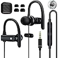 3.5mm Headphones Sport Wired Earbuds with Microphone Noise Isolating Earphone HiFi Stereo Over Ear Buds Wired Plug in with Ear Hook for Samsung Galaxy A15 A03s A14 S10 A12 Moto Switch MP3 Running Fit