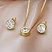 EleQueen 925 Sterling Silver 0.7 Carat Solitaire CZ Dot Pendants Necklace Stud Earrings Jewelry Sets (Gold)