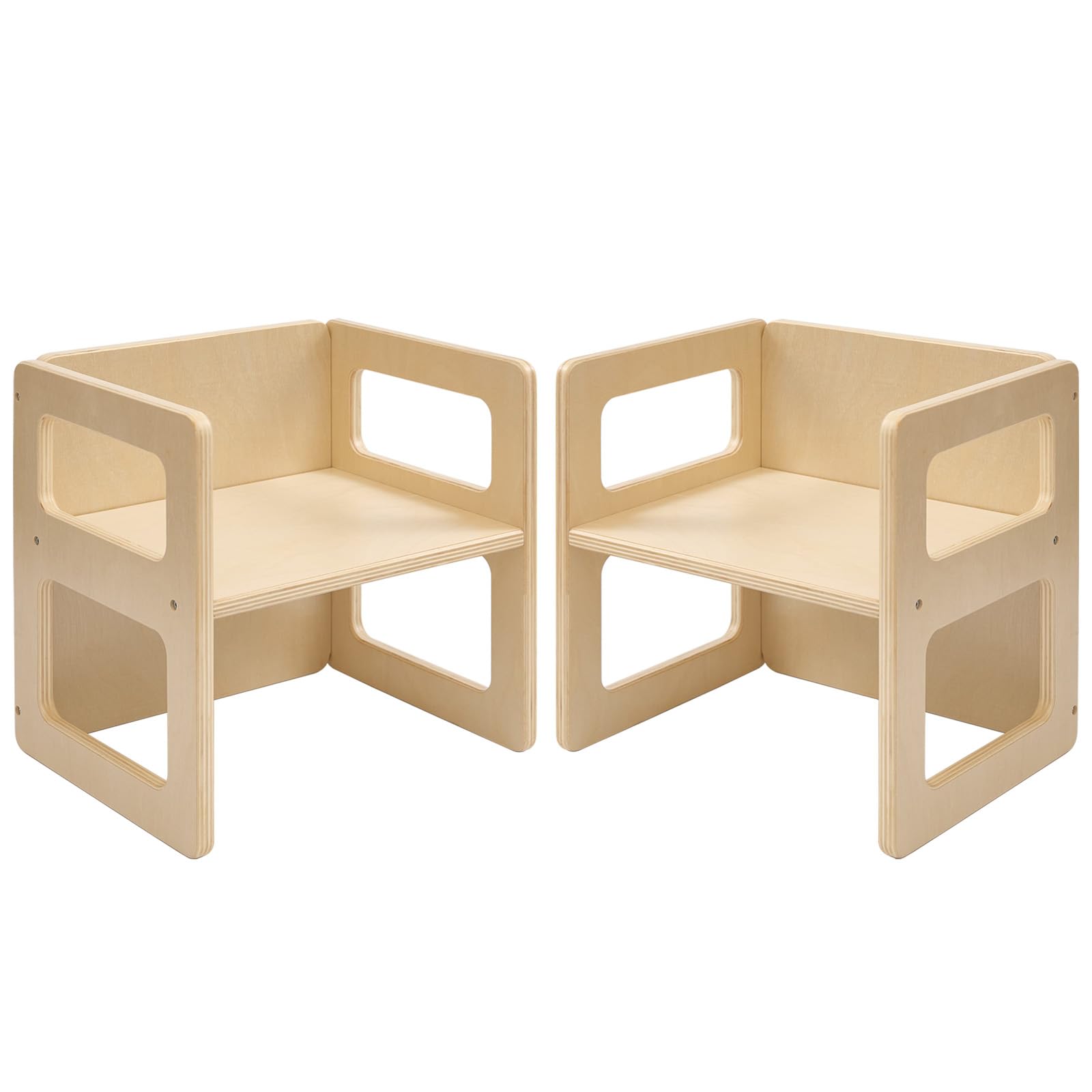 Photo 1 of FUNLIO Height Adjustable Montessori Weaning Chair for Age 1-3, Quality Solid Wooden Chair, for Eating/Reading/Playing,Montessori Furniture with CPC Certified - Natural?2pcs?