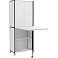 Sew Ready Multipurpose Armoire 58.75" Tall with Folding Top for Craft, Office or Home Sewing Cabinet, Charcoal/White