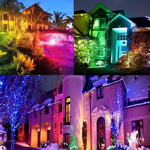 OUSIDE 2PCS 200W Reflector Led Exterior RGB, Luz de Inundación LED RGB, RGB Que Cambia de Color, IP65 a Prueba de Agua, Para Iluminación Escénica, Neón, Boda, Halloween, Navidad, Fiesta