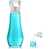 VITVITI Glass Mouthwash Dispenser for Bathroom, 8.8OZ Mouth Wash Container Bottle with Lid Cup, Small Clear Refillable Mouthwash Dispenser Decanter for Countertop