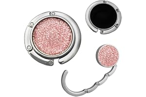 Milaloko Purse Hook Foldable - Folding Handbag Table Hanger-Bag Hanger Collection-Desk Hooks for Purse (Style C-Pink Color, 1 Hook)