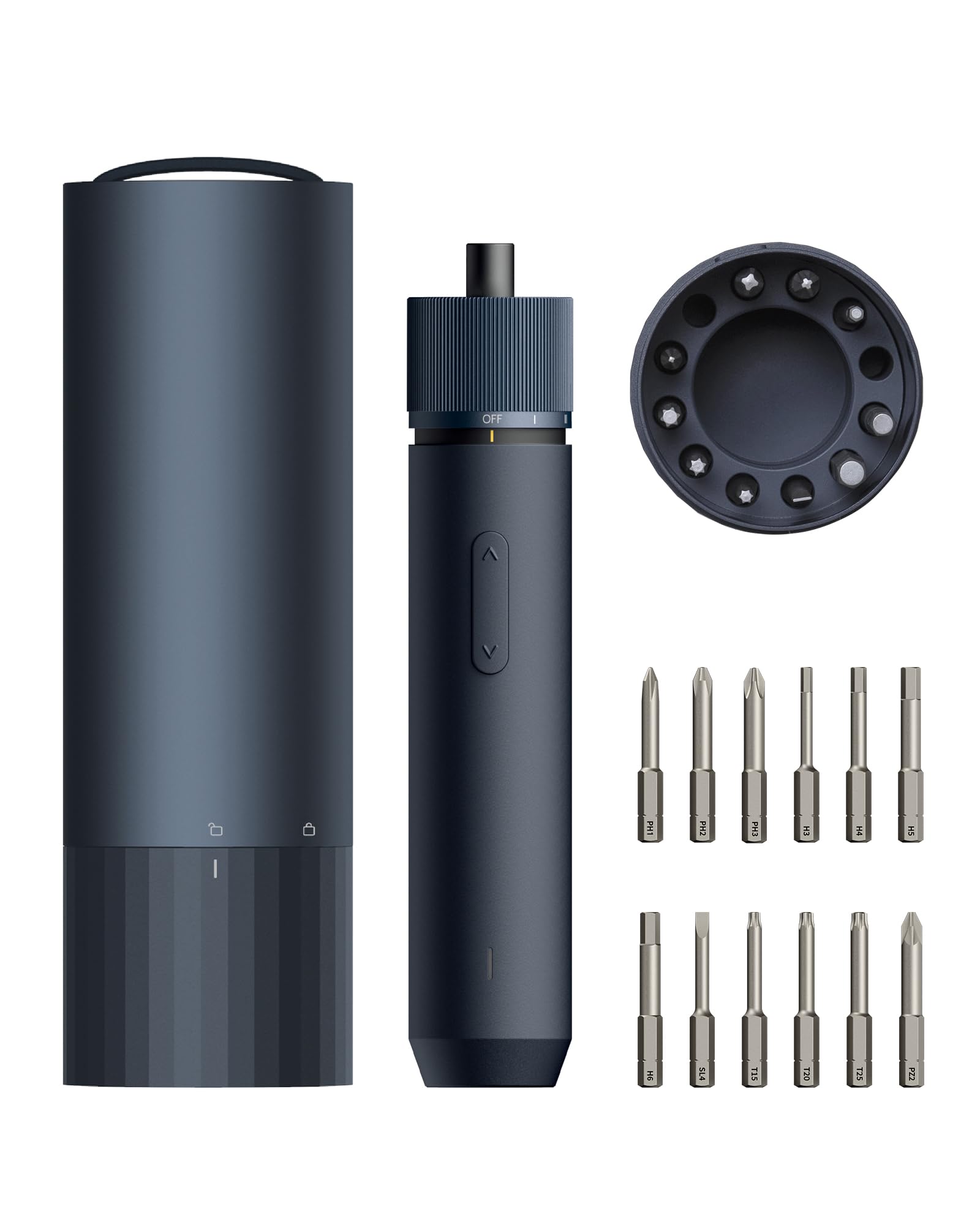 HOTO Electric Screwdriver Rechargeable, 3.6V Cordless Screwdriver Set USB-C, 3 Torque Settings, 1500mAh Battery, LED Light & 12 S2 Metal Bits for Furniture/Electrical Repairs