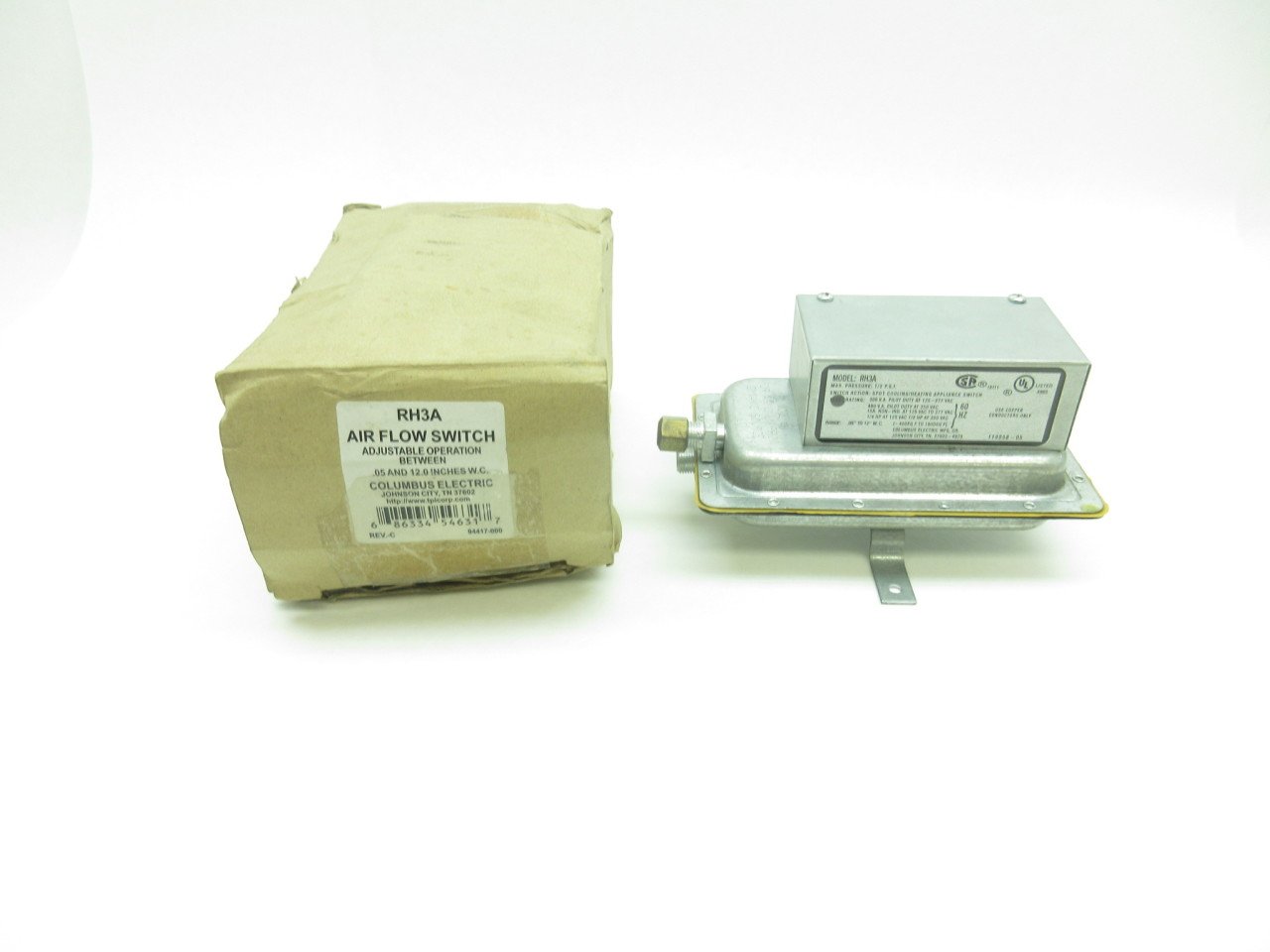 COLUMBUS ELECTRIC RH3A AIR Flow Switch 125277VAC REV C D602551