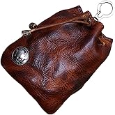 Wugebud 1 Pcs Leather Mini Medieval Pouch Keychain, Coin Organizer, Change Holder, Leather Drawstring Pouch for Men & Women